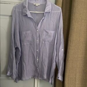 Sheer lilac linen button down in size Small